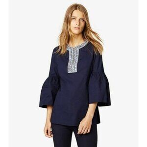 Tory Burch Ariana Blouse Embellished Embroidered‎ Women Size 6